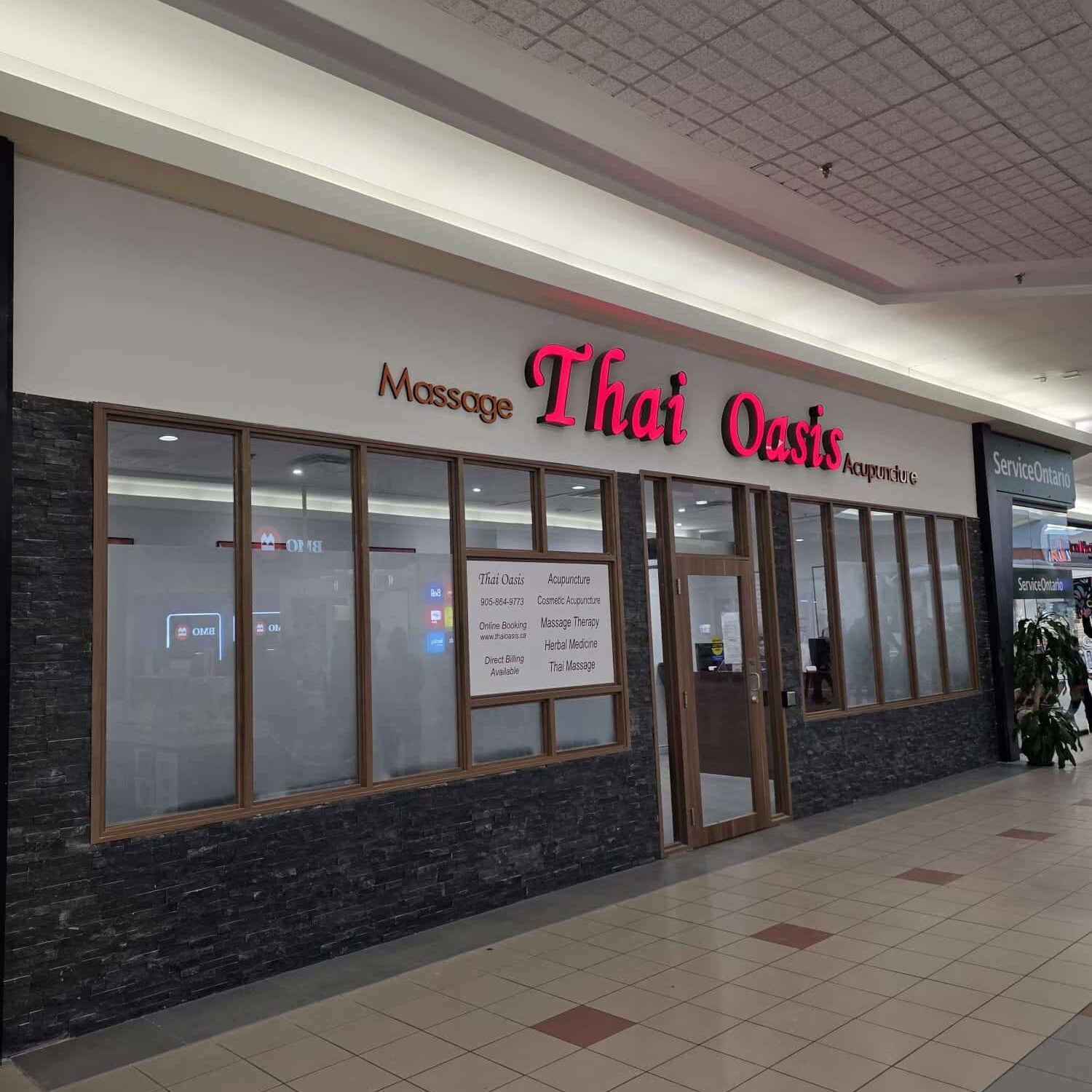 Entrance to Thai Oasis inside Milton Mall in Milton, Ontario